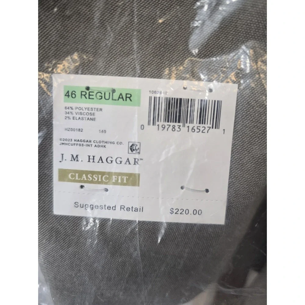 NWT J.M. Haggar Men's JMH Premium Stretch Jacket - Size 46 - Color Oatmeal Solid